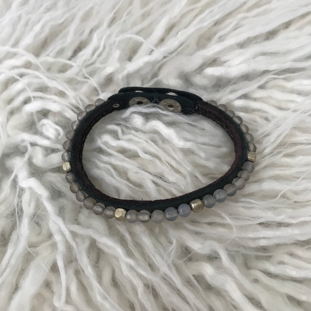Sundance Catalog leather and gemstone bracelet